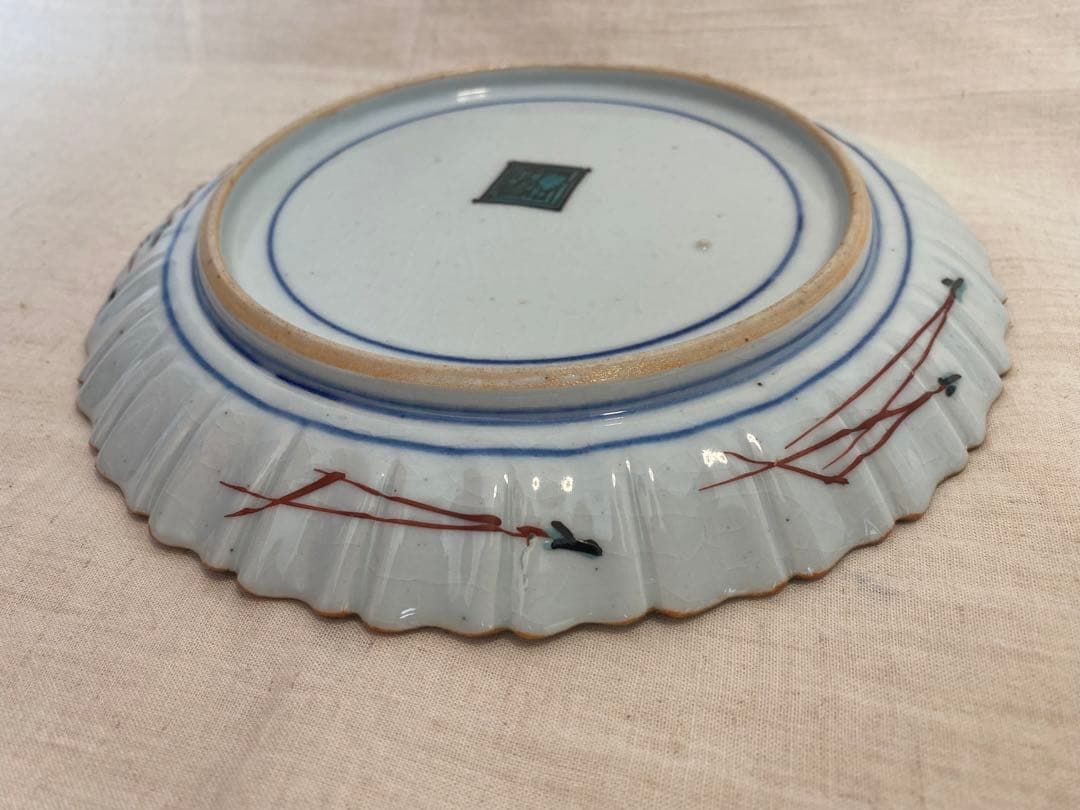 ①九谷焼　古九谷　飾り皿　佐吉　二代佐吉　松本佐吉　共箱　共布④