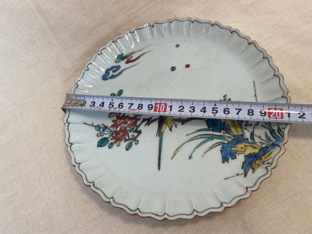 ①九谷焼　古九谷　飾り皿　佐吉　二代佐吉　松本佐吉　共箱　共布④