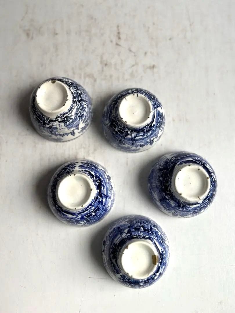 753 アンティーク オランダ デルフト焼 ティーボウル 煎茶椀 5客 金継ぎ