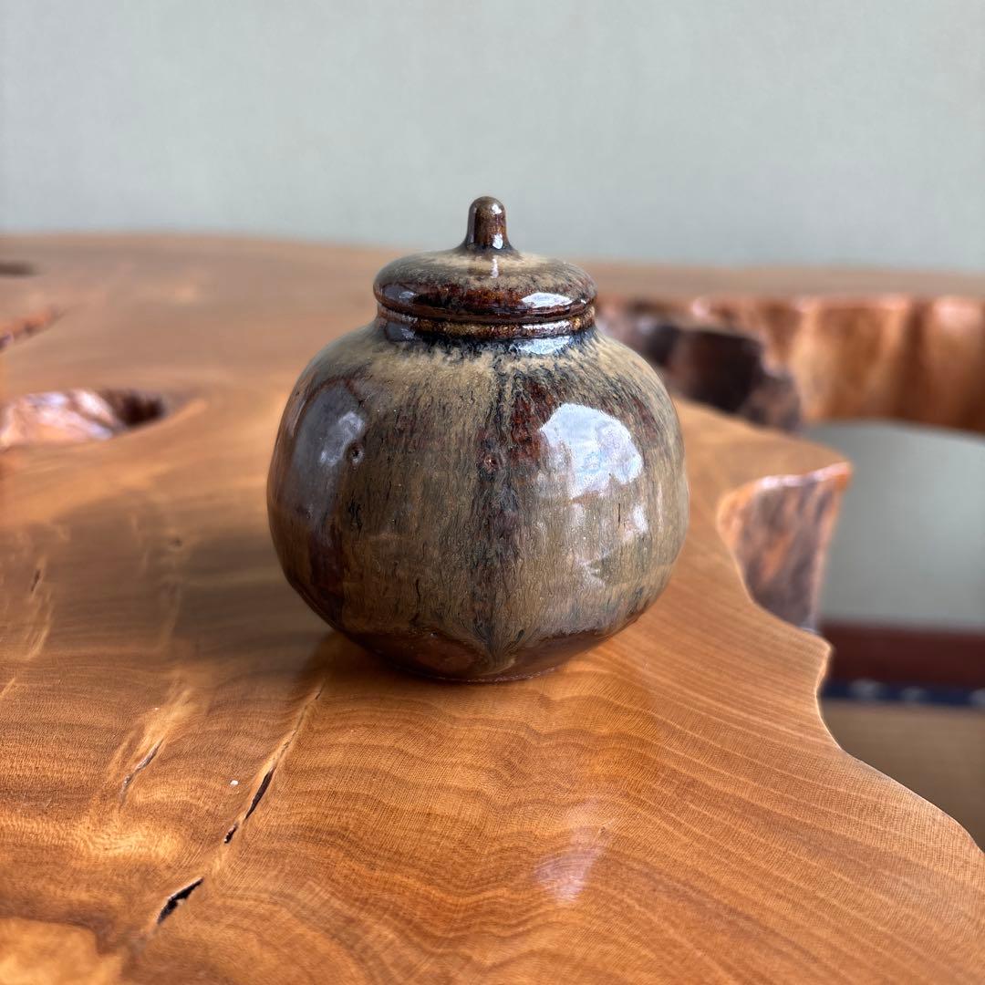 肥前黒牟田焼 丸田宣政作 茶入 茶道具 共箱