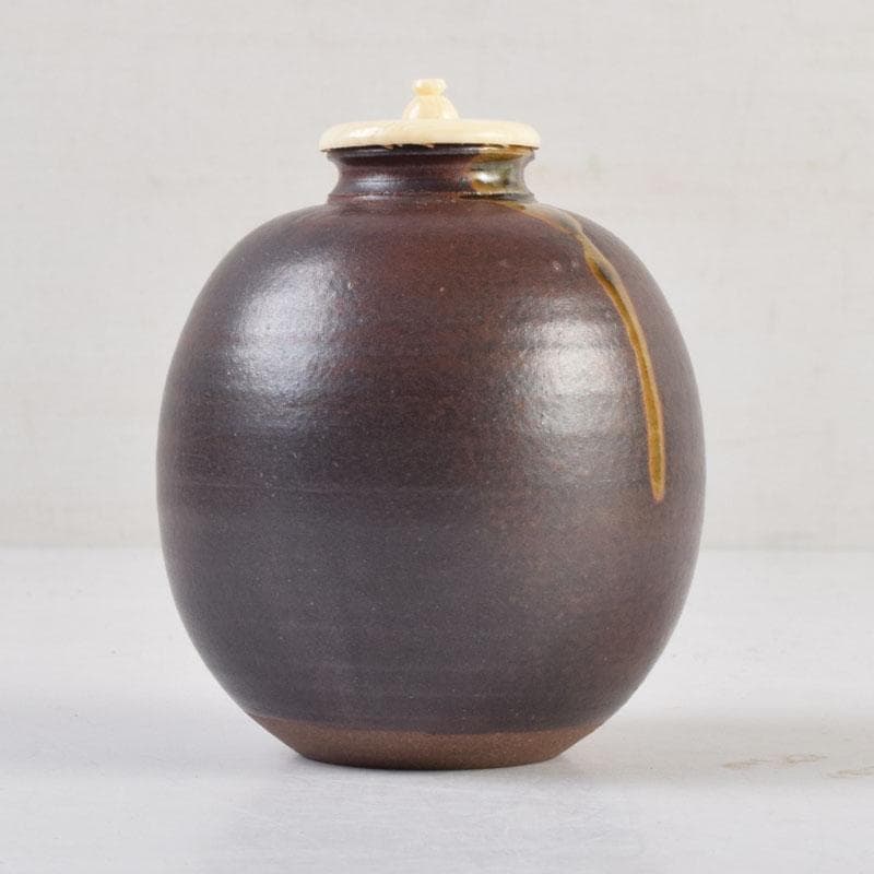 茶道具　平安　笹田有祥作　摸白玉文珠　茶入　仕覆付　共箱　V　9151