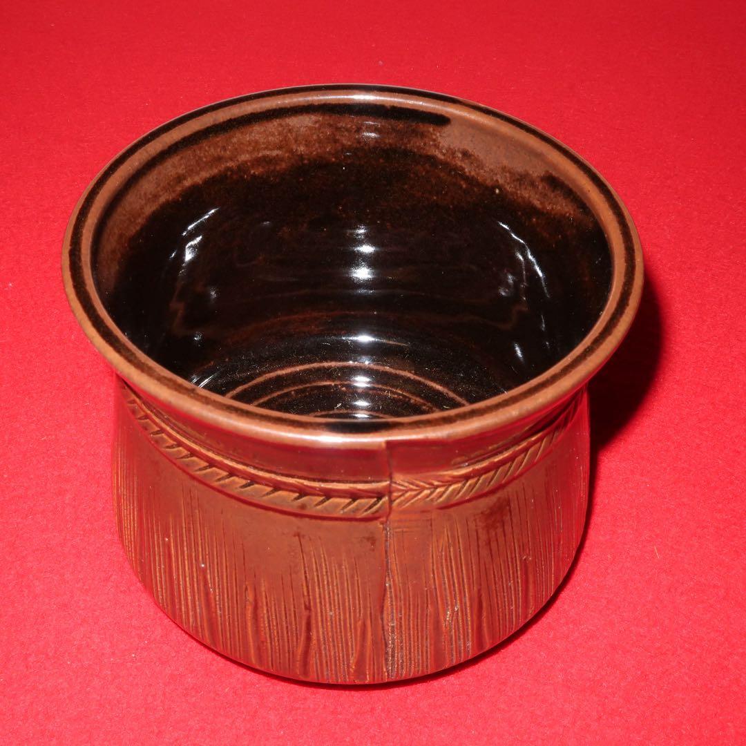 【茶道具】膳所陽炎園　膳所焼　腰蓑建水