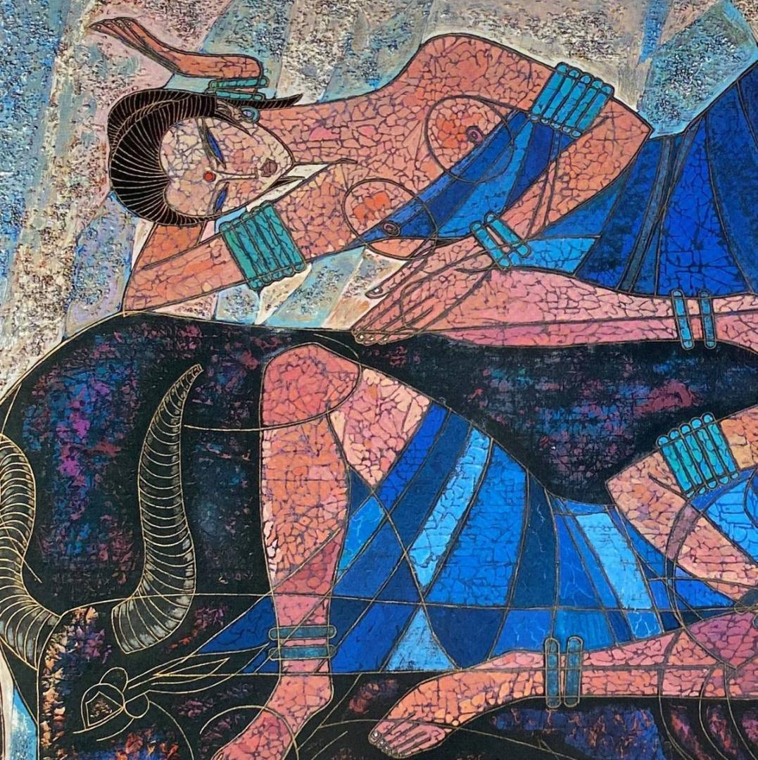 丁紹光、『想い』、希少な画集より、新品額装付、マット額装付き