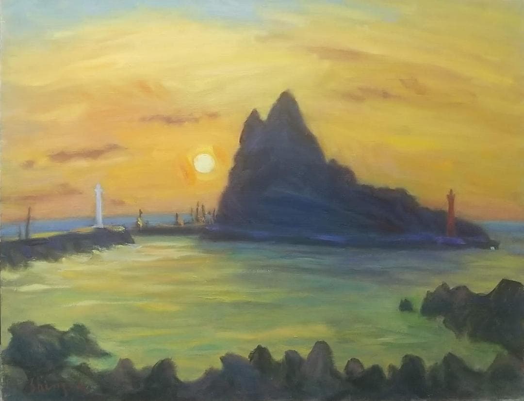 「ウトロ夕景」絵画 油絵 P10