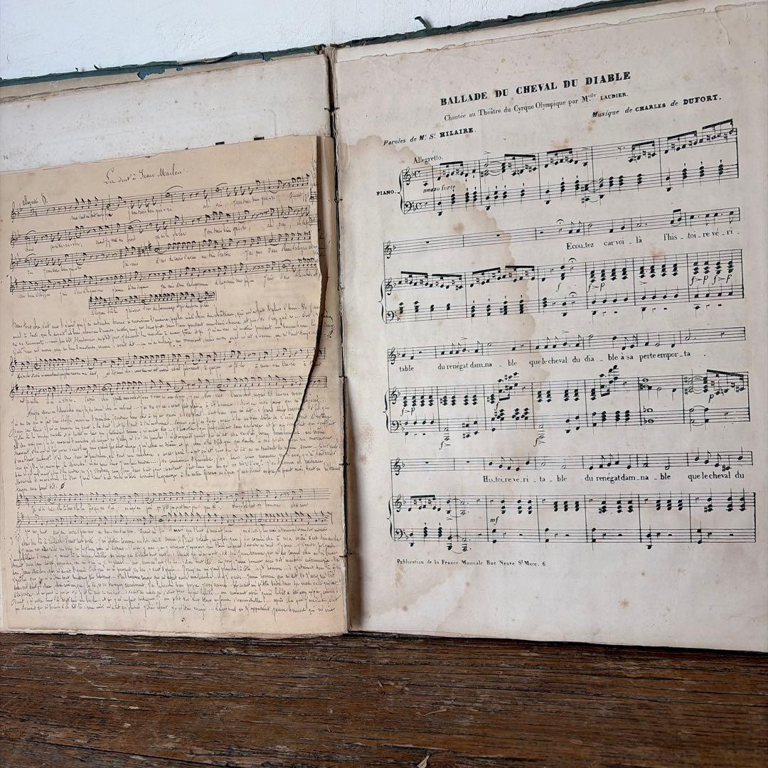 フランスアンティーク　1800年代の楽譜　希少　chanson シャンソン