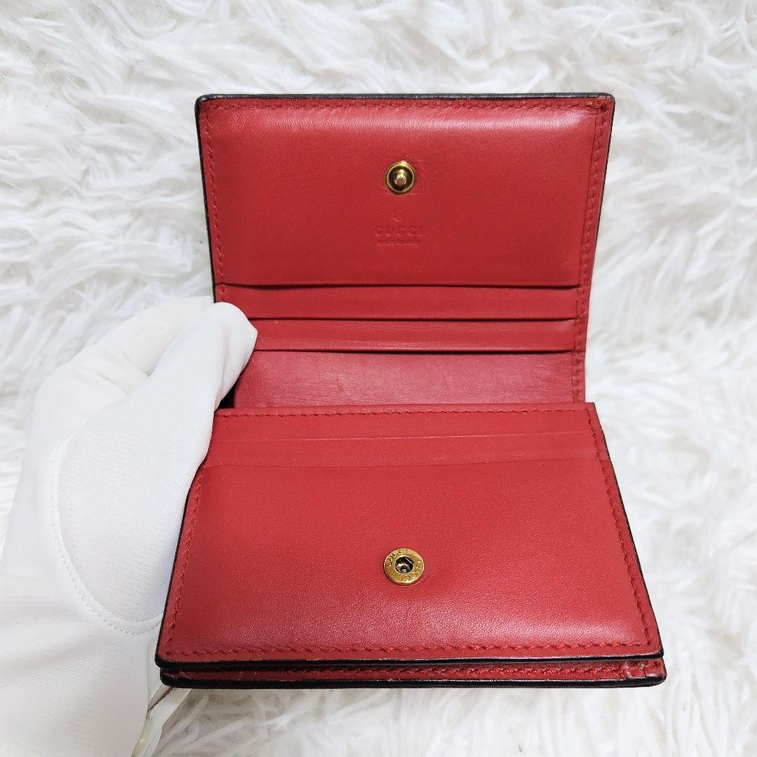 美品✨グッチ◇チェリーモチーフ二つ折り財布　スプリームPVC赤レザーゴールド金具