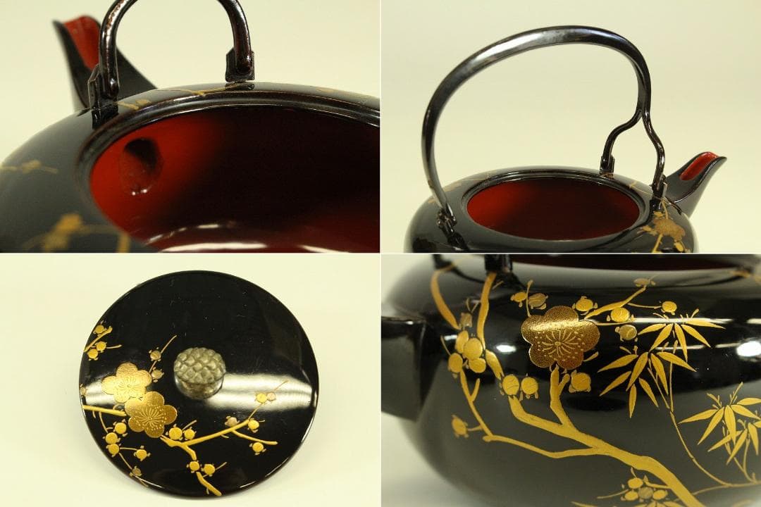 梅蒔絵 お屠蘇 揃 銚子 盃三 台 美品 正月 節句(ZE527)