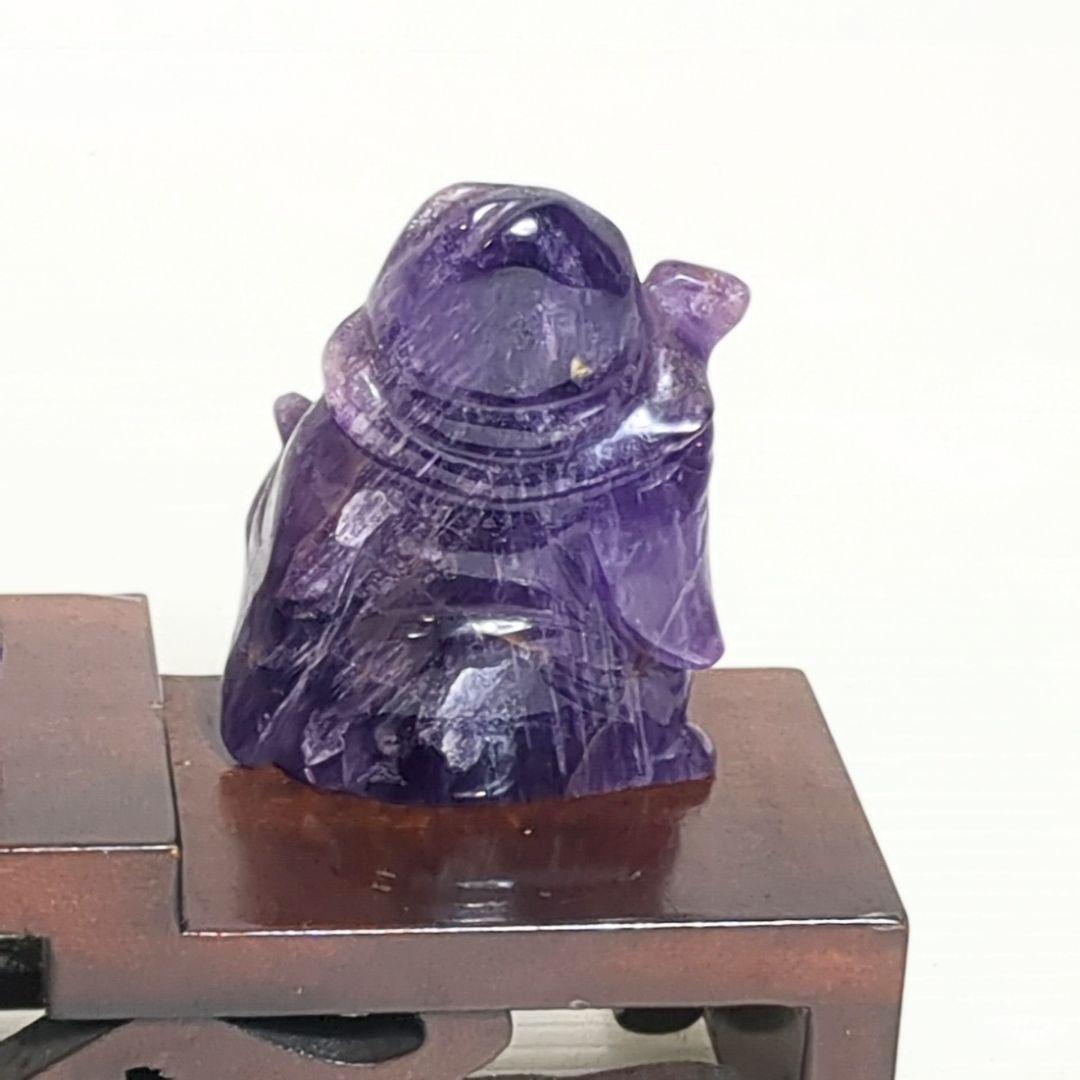 縁起物　紫水晶 アメジスト 七福神　置物 木製台座