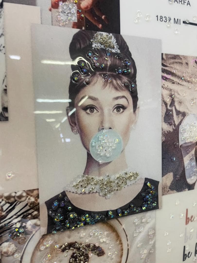 水晶絵　アートパネル　オマージュアート　ブランド　クリスタル　絵画　絵　壁掛け