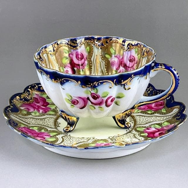 【希少】オールドニッポン アールヌーボー様式 カップ ソーサー 三脚 三足 猫脚