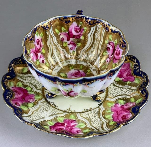 【希少】オールドニッポン アールヌーボー様式 カップ ソーサー 三脚 三足 猫脚