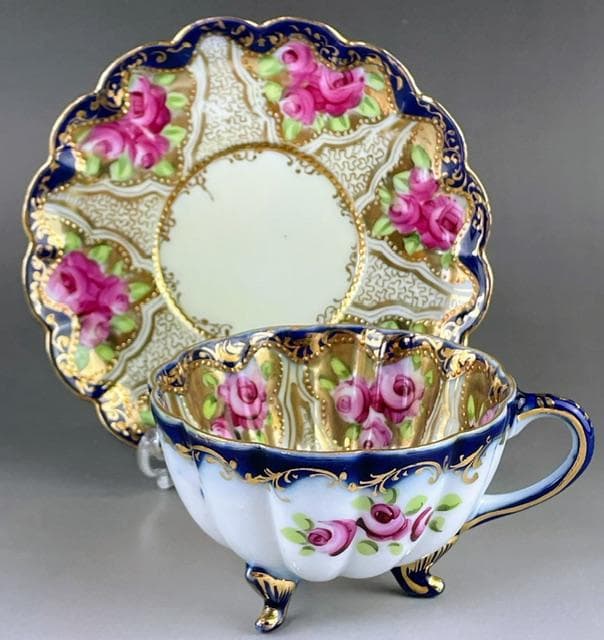 【希少】オールドニッポン アールヌーボー様式 カップ ソーサー 三脚 三足 猫脚