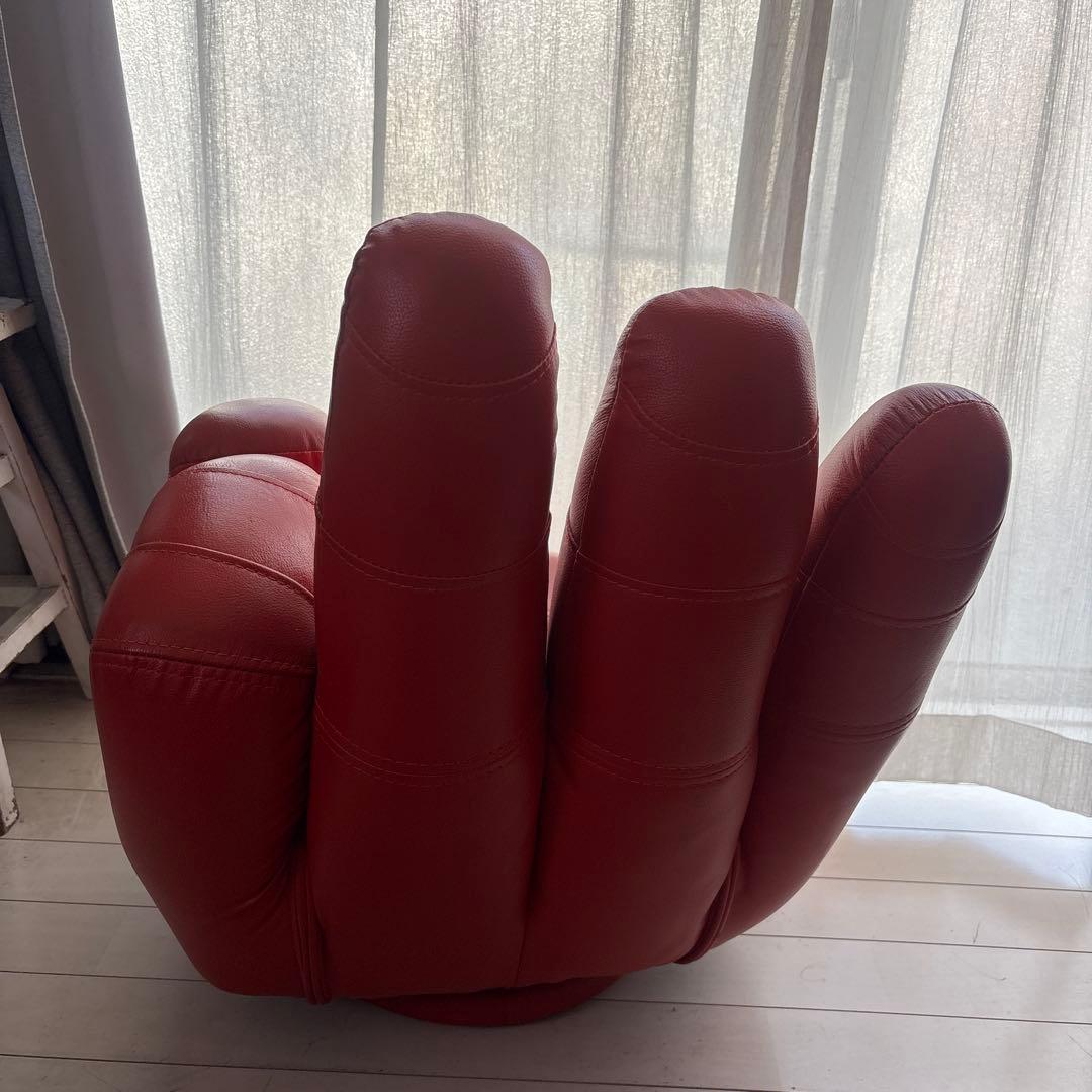 フィンガーソファ　赤革　インテリア