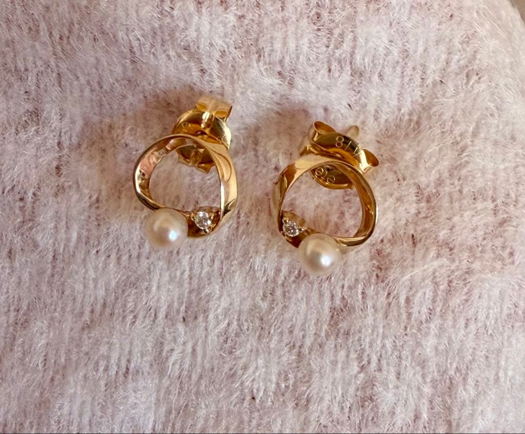 ete パール　ダイアモンド　ピアス　k18 k10