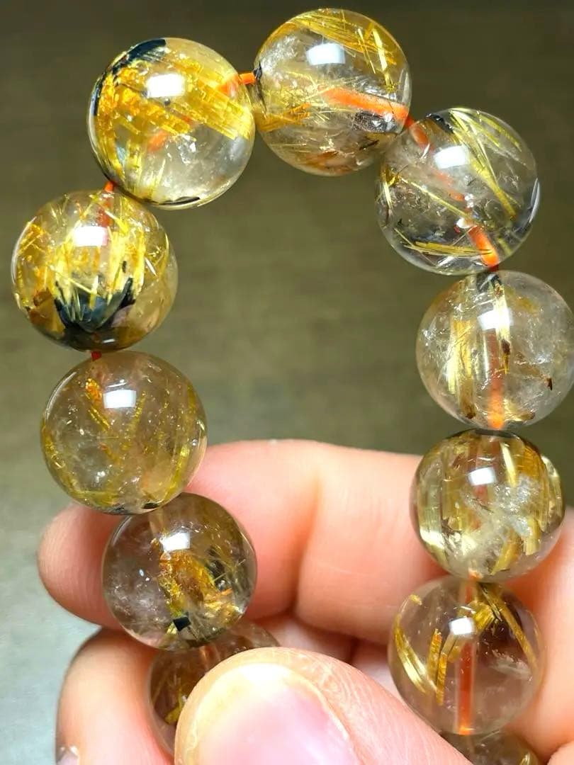 【新入荷】太陽放射タイチンルチルブレス大玉13㎜（新品未使用）高品質！ 金運最強