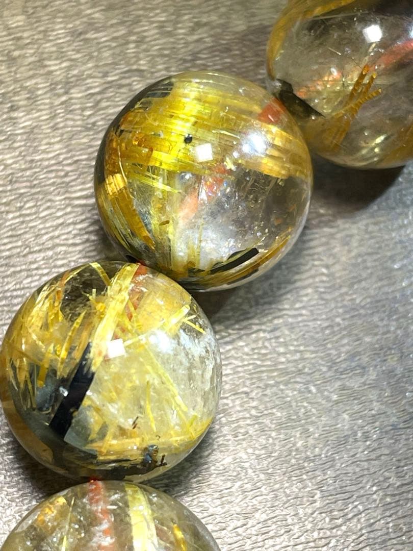 【新入荷】太陽放射タイチンルチルブレス大玉13㎜（新品未使用）高品質！ 金運最強