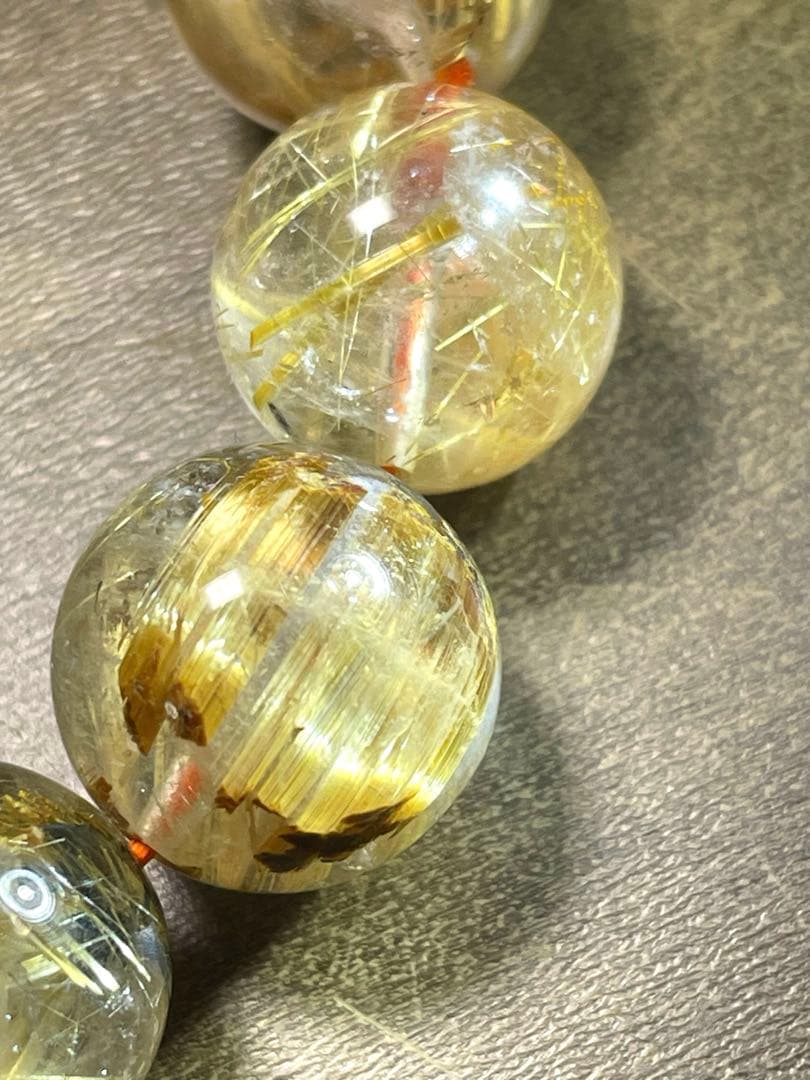 【新入荷】太陽放射タイチンルチルブレス大玉13㎜（新品未使用）高品質！ 金運最強