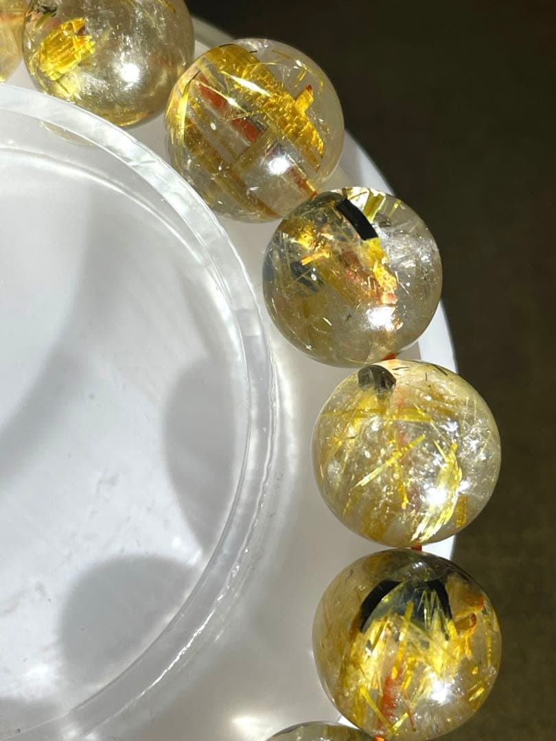 【新入荷】太陽放射タイチンルチルブレス大玉13㎜（新品未使用）高品質！ 金運最強