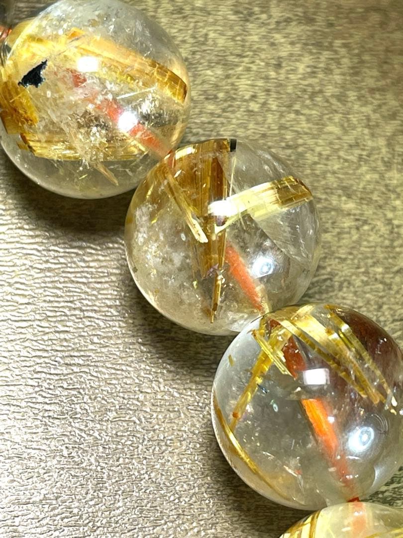 【新入荷】太陽放射タイチンルチルブレス大玉13㎜（新品未使用）高品質！ 金運最強
