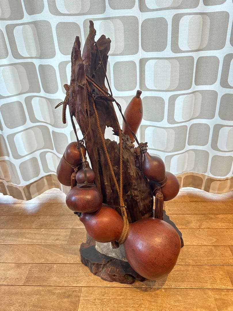 アジアンスタイル 木製装飾品 オーナメント オブジェ ひょうたん レトロ 骨董