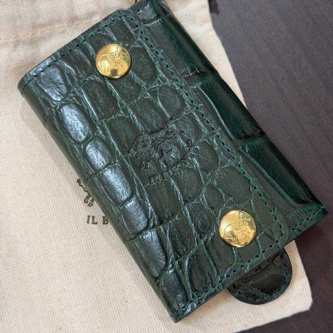 【新品未使用】イルビゾンテ キーケース ダークグリーン クロコ柄