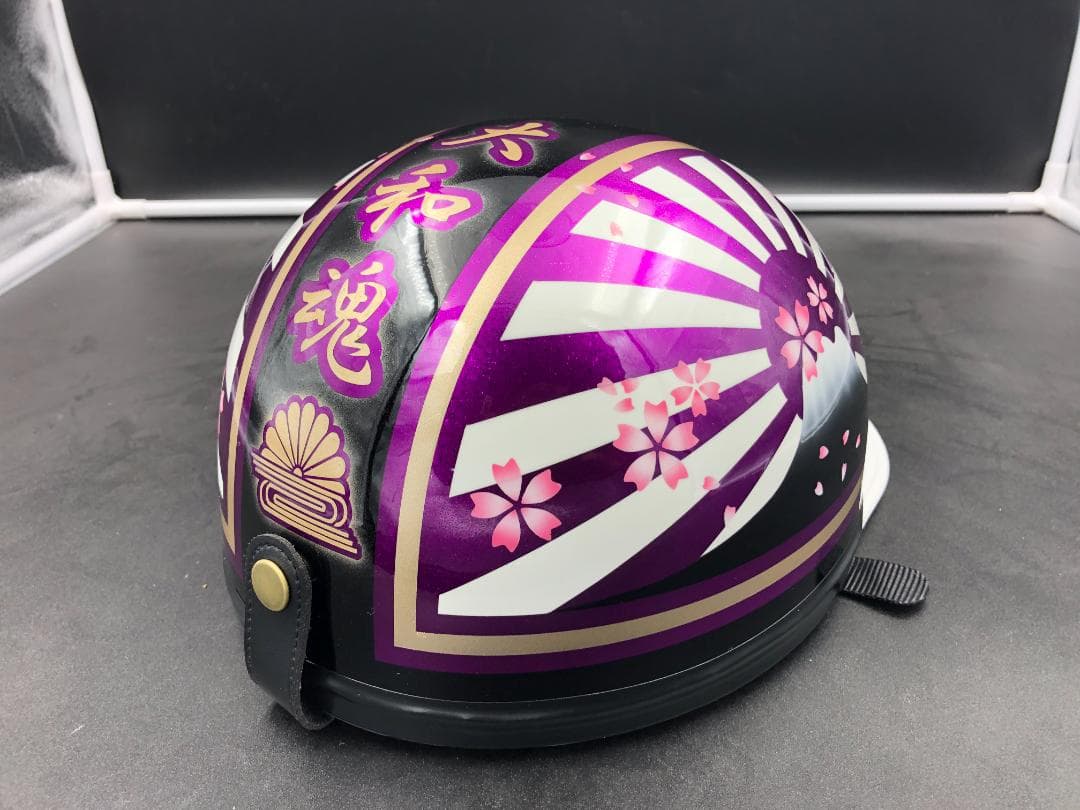 コルク半　カスタム　富士日章　三つボタン　ブラックホワイトパープルラメ　桜