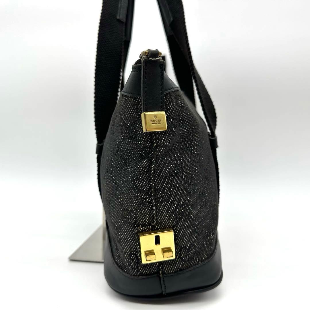 【未使用級】グッチ ハンドバッグ GG キャンバス ブラック ゴールド金具