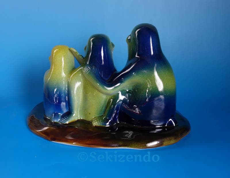 九谷焼　 三代　徳田八十吉 猿　申　置物 共箱 文化勲章 2493