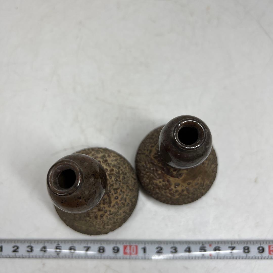 江戸時代　古相馬焼　瓢箪型花器一対　高さ約9㎝　東里7-0702⭐︎2F