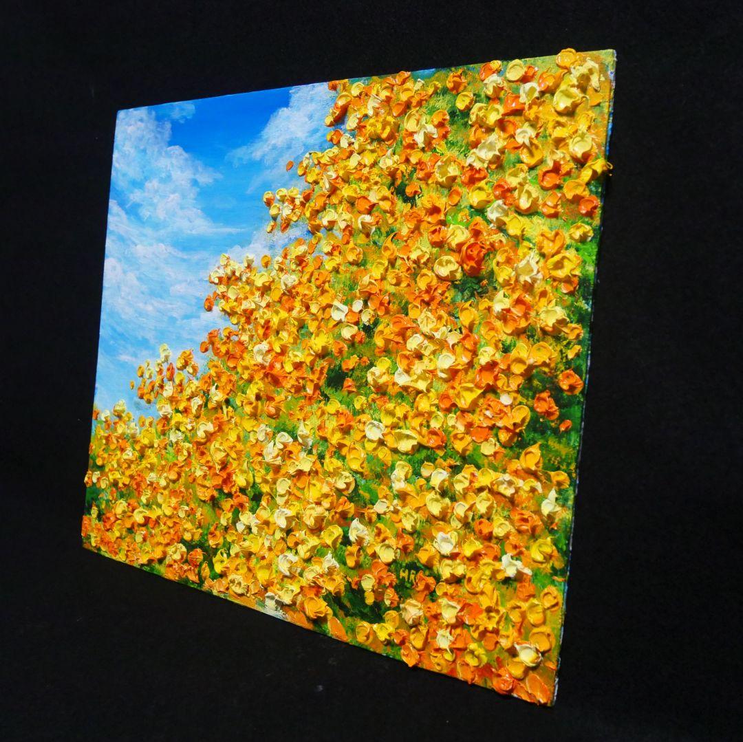 油絵 油彩 油彩画 絵 絵画　【ミモザ青空】