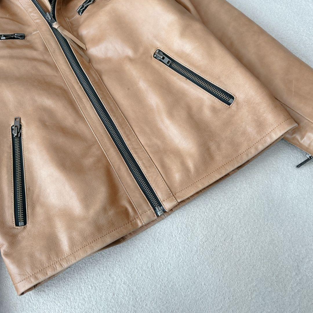 リューグーレザーズ ライダース ファー キルティング キャメル XL相当