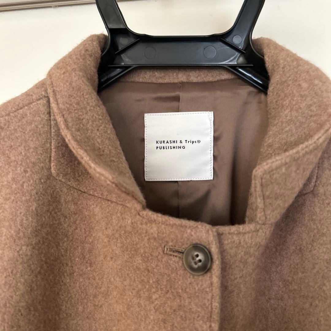 北欧暮らしの道具店　3WAYアレンジ襟のかろやかチェスターコート　ブラウン