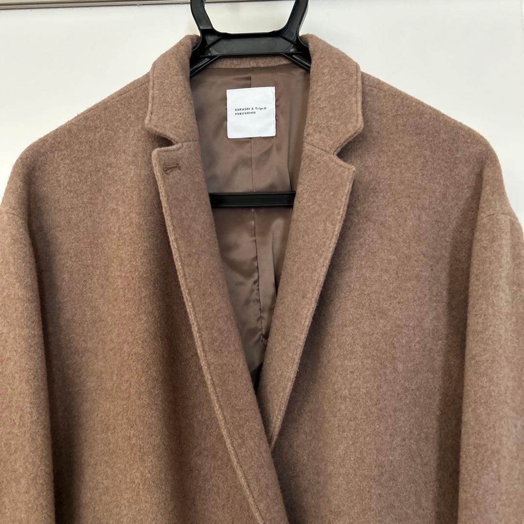 北欧暮らしの道具店　3WAYアレンジ襟のかろやかチェスターコート　ブラウン