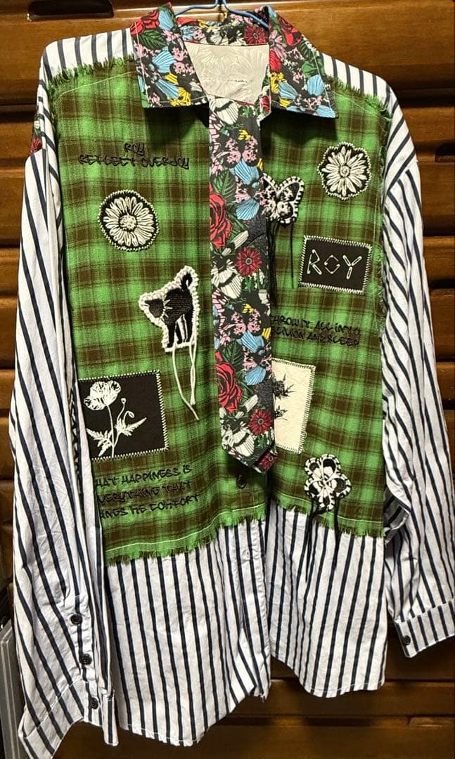 ROY reflect overjoy 花柄切替ストライプシャツ フリーサイズ