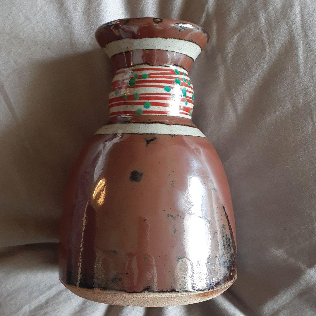 浜田友緒　柿釉赤絵花瓶