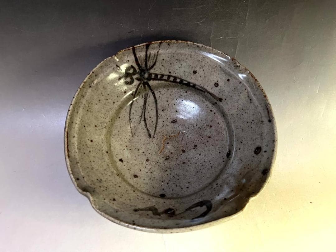 皿■絵唐津 蜻蛉図 古皿 あて皿 酒器 とんぼ絵 古美術 時代物 骨董品■