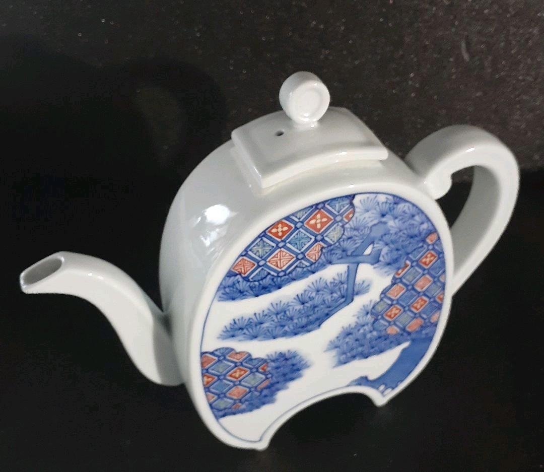 鍋島焼　名工　【市川光山】作　色鍋島　鍋島御庭焼　松に市松文様　手付水瓶　茶道具