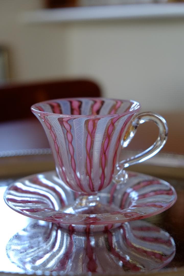 手吹きガラス カップ＆ソーサー レース 舩木倭帆/黒木国昭/藤田喬平/江波冨士子