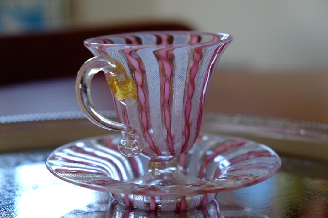 手吹きガラス カップ＆ソーサー レース 舩木倭帆/黒木国昭/藤田喬平/江波冨士子