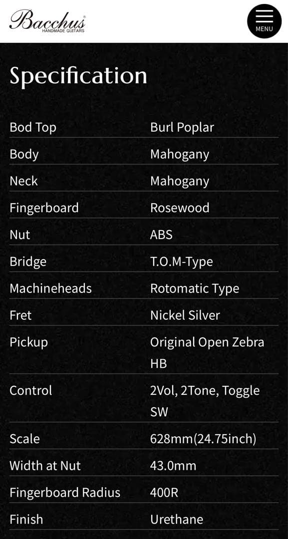 【中古美品】Bacchus レスポールBL-P BP/R BD-Bフルカスタム