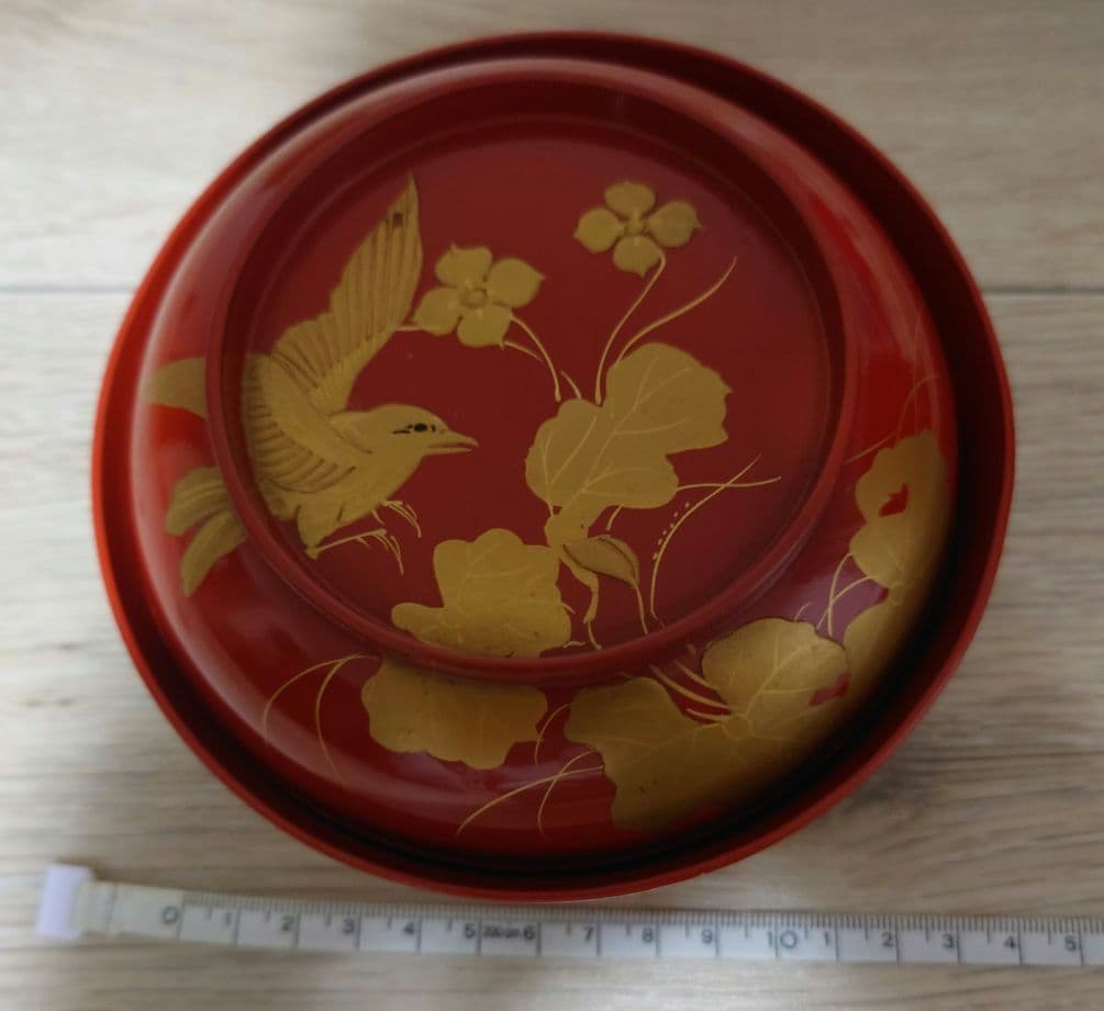 骨董品　金蒔絵花鳥図朱菓子椀　10客