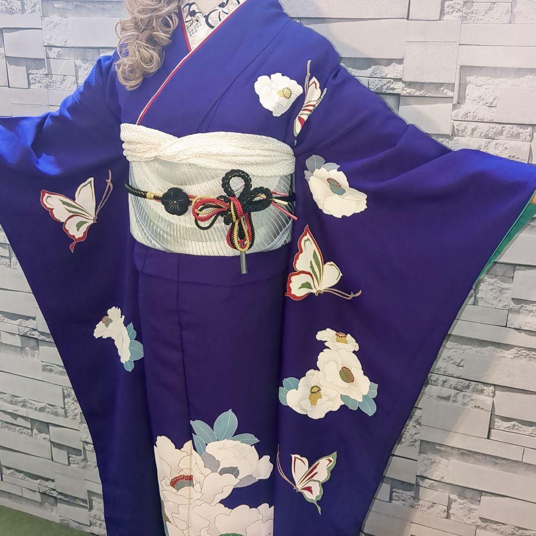 振袖 帯 帯締め帯揚げ 衿 花蝶文 金彩 振袖セット 振袖フルセット 紫 59