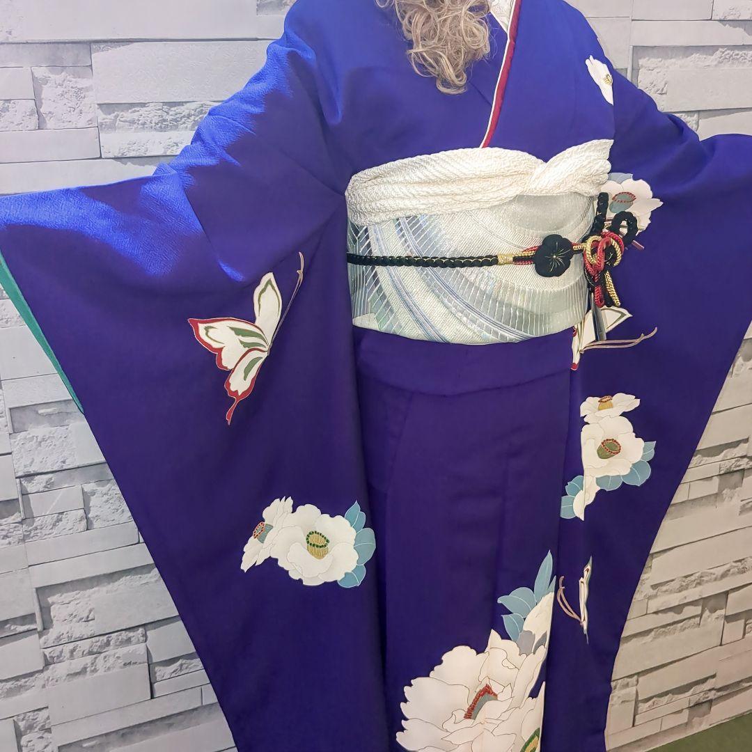 振袖 帯 帯締め帯揚げ 衿 花蝶文 金彩 振袖セット 振袖フルセット 紫 59