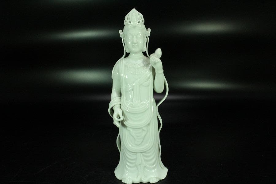 仏教美術 白高麗法隆寺形観音 共箱(K-LC864)