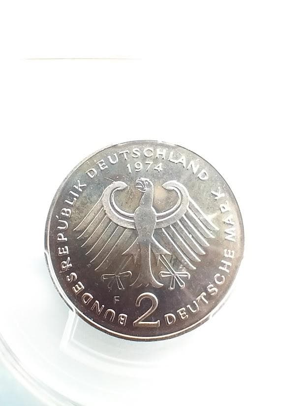 PCGS PR67 1974-F 西ドイツ 2マルク プルーフ 銀貨 Heuss
