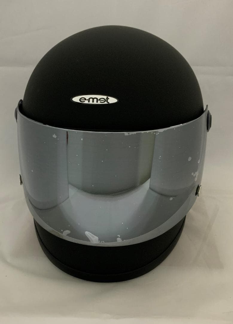 ビンテージフルフェイスヘルメット 族ヘル シルバーシールド1枚セット マットBK