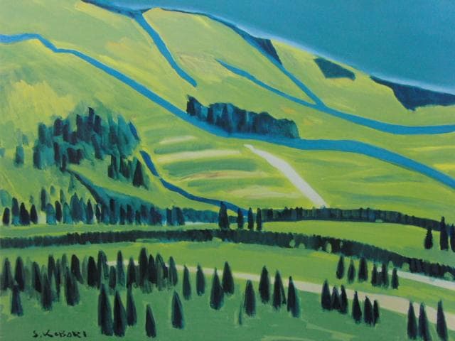 小堀進、【山（根子岳）】、希少な画集より、新品高級額・額装付