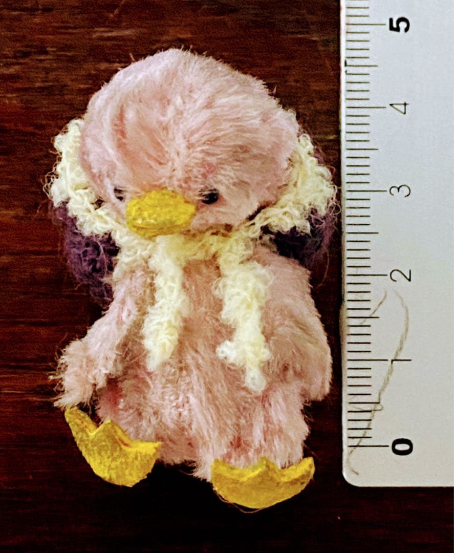 moriのえほん様ボンネットをかぶったアヒル　ミニチュアぬいぐるみ 4.5cm