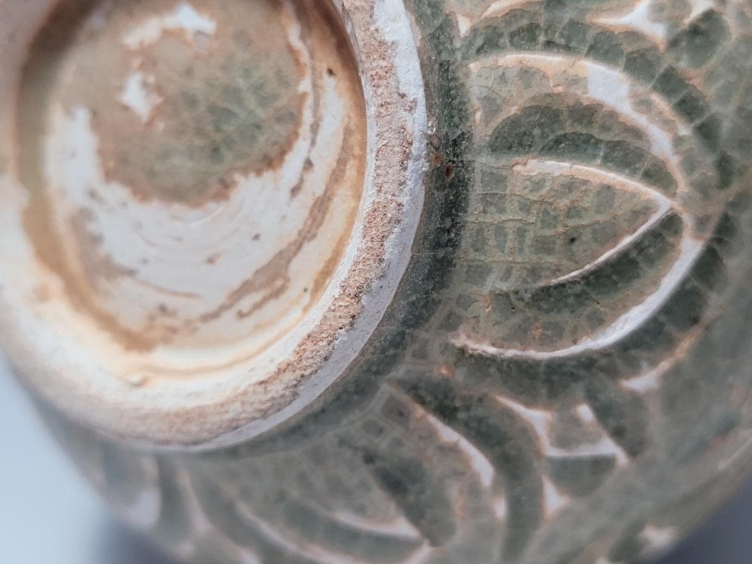 耀州窯 陰刻花紋 宋元時代 時代唐物 高さ約11.4cm