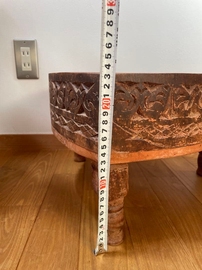 インド木工芸品　チャパティテーブル